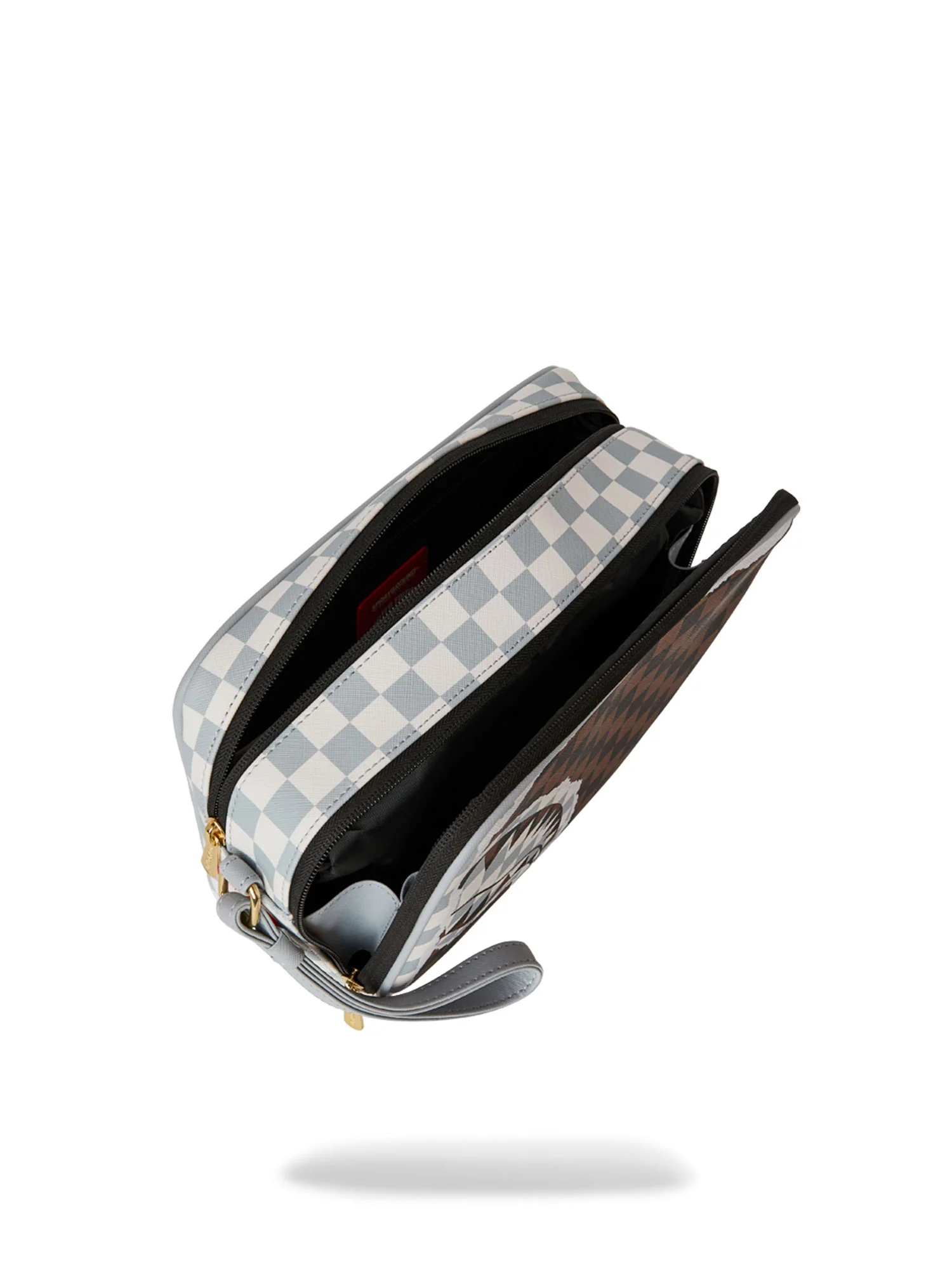SPRAYGROUND CREAM AND BROWN TEAR CHECK TOILETRY BAG - Image 4