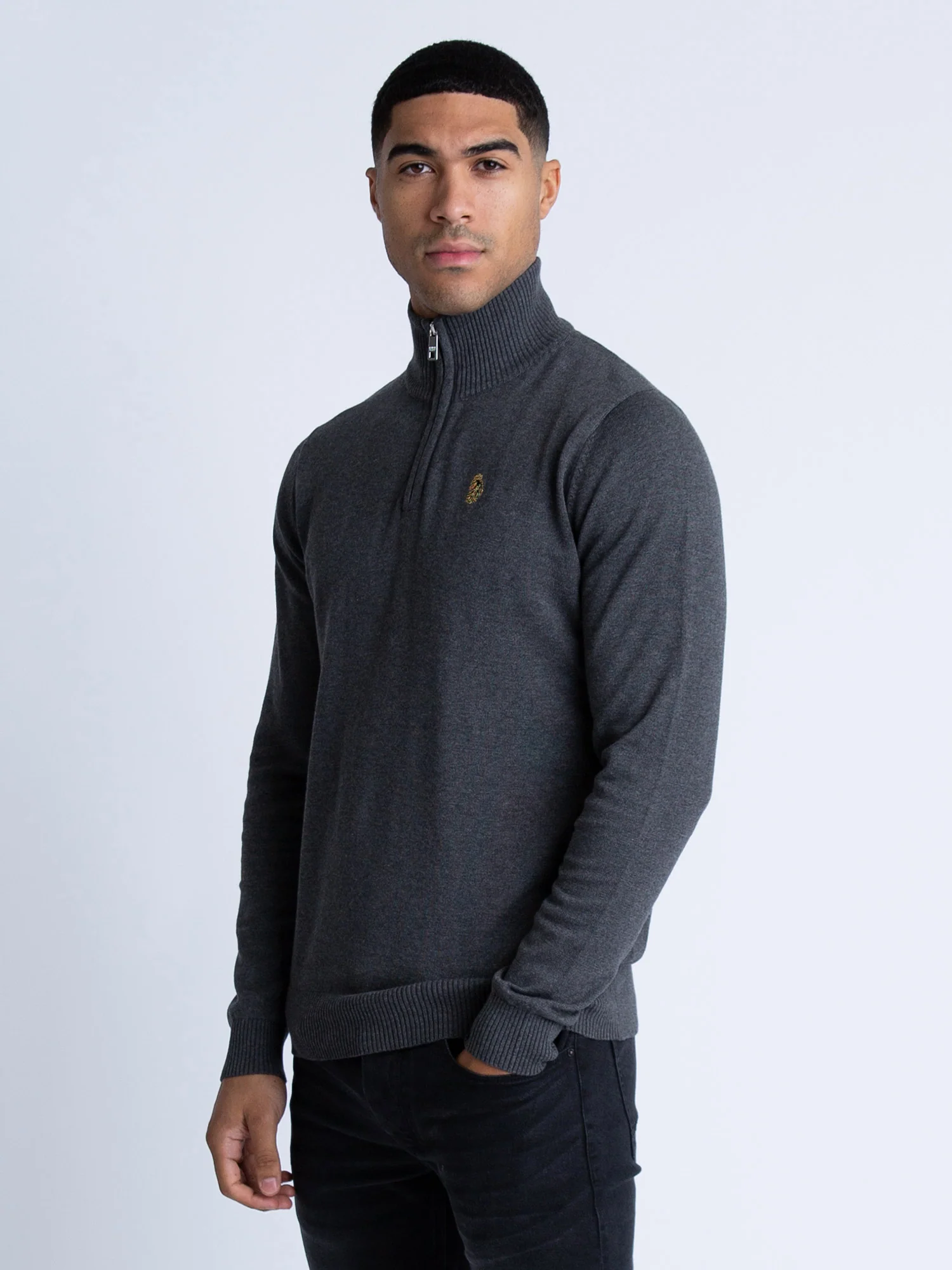 PRETENDER QUARTER ZIP KNITTED JUMPER - Image 3
